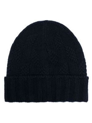 Barba cable-knit cashmere beanie - Blue