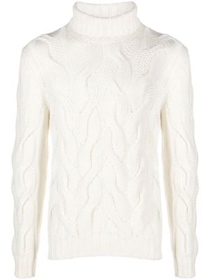 Barba cable-knit roll-neck jumper - White