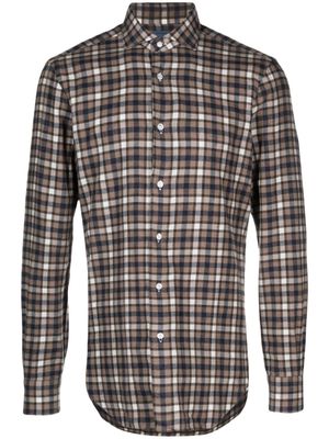 Barba checked cotton flannel shirt - Brown