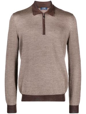 Barba chevron-knit polo shirt - Neutrals