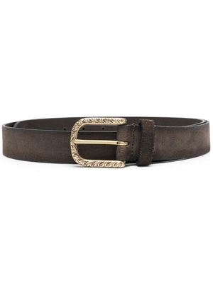 Barba engraved-detail leather belt - Brown