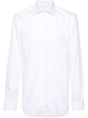 Barba fine-check cotton shirt - White