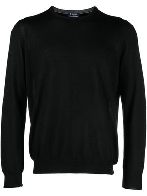 Barba fine-knit ribbed-trim jumper - Black