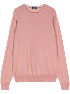 Barba fine-knit virgin wool silk jumper - Pink