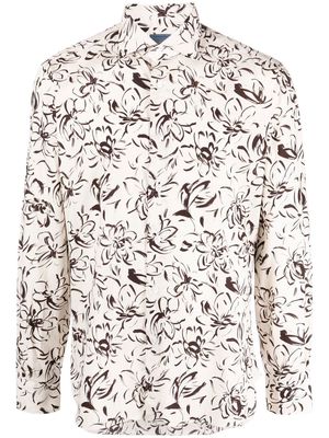 Barba floral painterly print linen shirt - Neutrals