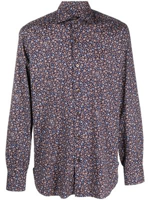 Barba floral-print cotton shirt - Blue