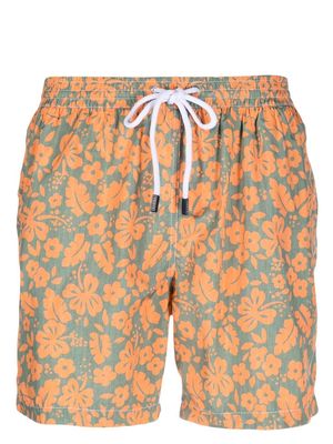 Barba floral-print drawstring swim shorts - Green