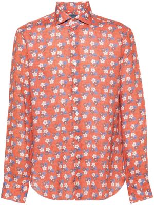 Barba floral-print linen shirt - Orange