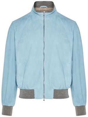 Barba Fox zip-up suede bomber jacket - Blue