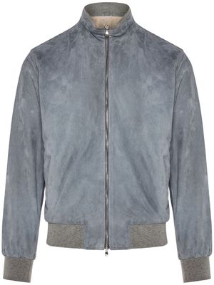 Barba Fox zip-up suede bomber jacket - Grey