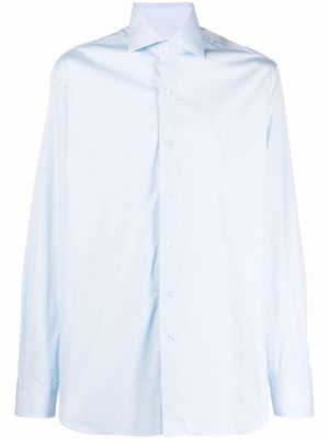 Barba French collar long-sleeve cotton shirt - Blue