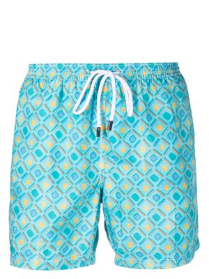 Barba geometric-pattern swim shorts - Blue