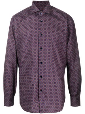 Barba geometric-print cotton shirt - Purple