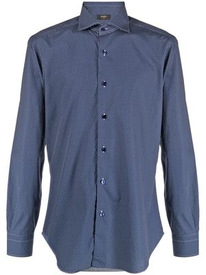 Barba geometric-print long-sleeve shirt - Blue