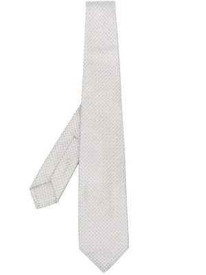 Barba geometric-print silk tie - Grey