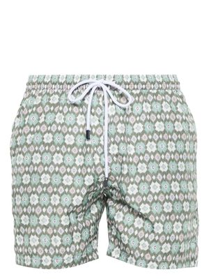 Barba geometric-print swim shorts - Green