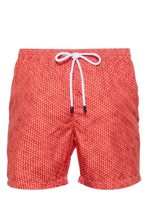 Barba geometric-print swim shorts - Red