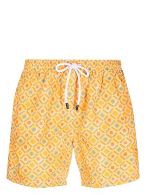 Barba geometric-print swim shorts - Yellow