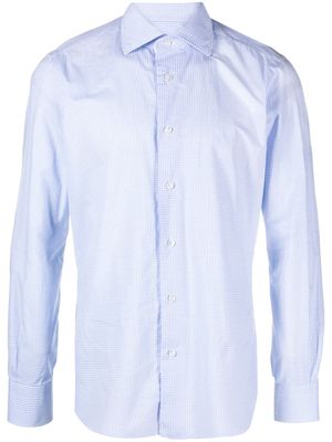 Barba gingham-checked cotton shirt - Blue