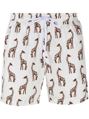 Barba giraffe print swim shorts - White