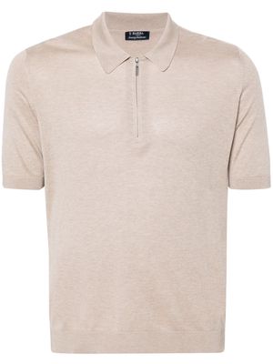 Barba half-zip silk polo jumper - Neutrals