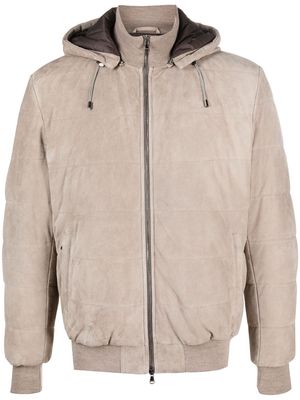 Barba hooded suede padded jacket - Neutrals