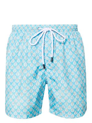 Barba leaf-print swim shorts - Blue