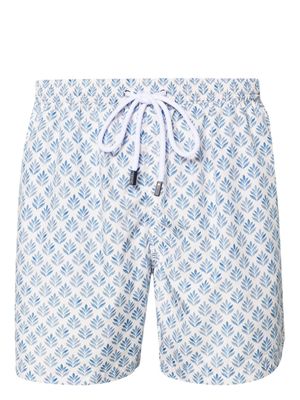 Barba leaf-print swim shorts - White