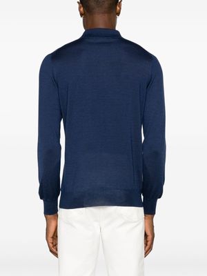 Barba long-sleeve cashmere blend polo shirt - Blue