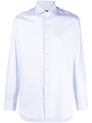 Barba long-sleeve poplin cotton shirt - Blue