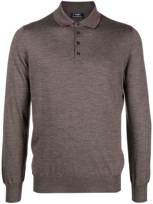 Barba long-sleeved knit polo shirt - Brown