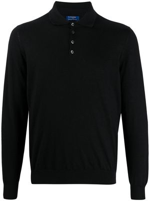 Barba long sleeved polo shirt - Black