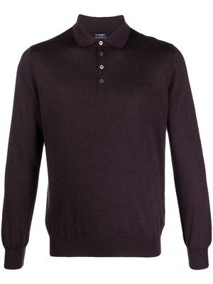 Barba long-sleeves cashmere blend polo shirt - Purple