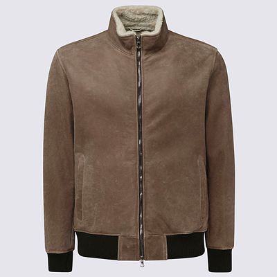 Barba Napoli Brown Leather Bomber Jacket