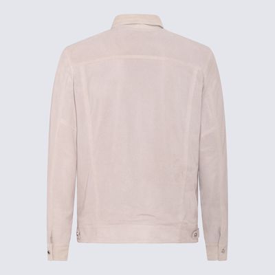 Barba Napoli Light Beige Leather Jacket