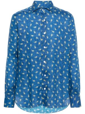 Barba paisley-print linen shirt - Blue