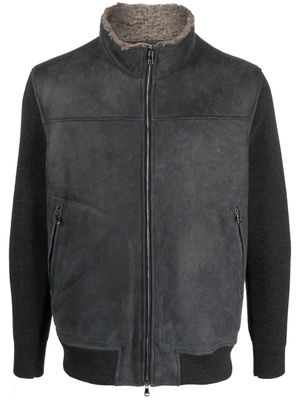 Barba panelled leather jacket - Grey