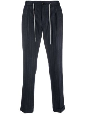 Barba pressed-crease pinstriped tapered trousers - Blue