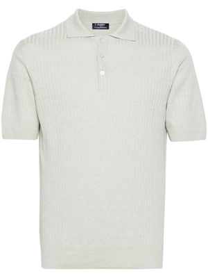 Barba ribbed linen-blend polo shirt - Green