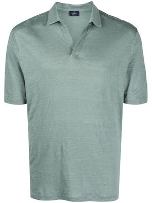 Barba short-sleeve linen polo shirt - Blue
