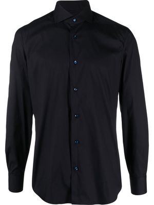 Barba single-breasted cotton blend shirt - Blue