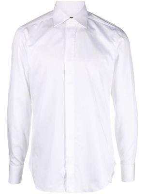 Barba single-breasted cotton shirt - White