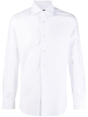 Barba slub-texture buttoned shirt - White
