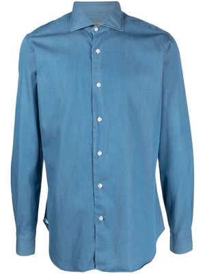 Barba spread-collar denim shirt - Blue