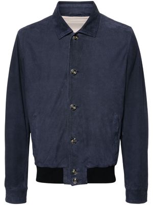 Barba spread-collar suede jacket - Blue