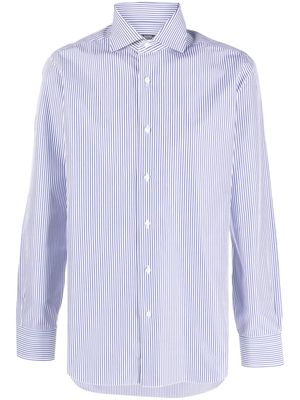 Barba stripe-pattern cotton shirt - Blue
