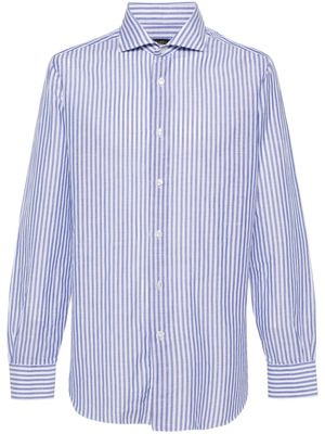 Barba striped cotton linen shirt - Blue