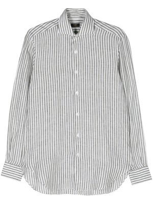 Barba striped linen shirt - Green