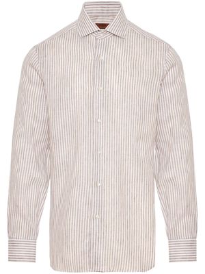 Barba striped linen shirt - Neutrals