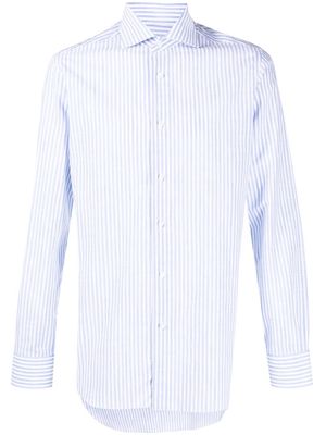 Barba striped long-sleeve cotton shirt - Blue